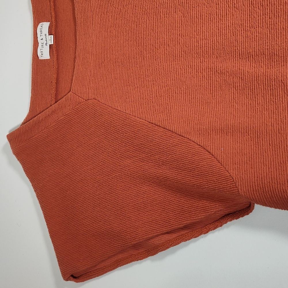 Madewell Texture & Thread Square Neck Ribbed Orange Dress S - Picture 7 of 12
